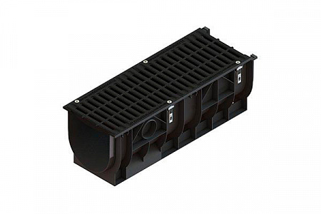 Комплект: Лоток пластиковый PolyMax Basic ЛВ-30.39.36-ПП  с чугунной решеткой щель ВЧ кл.С (к-т) 0874033