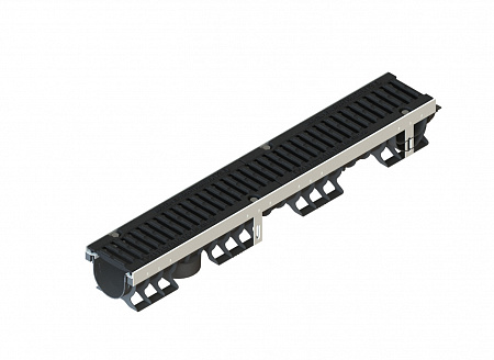 Лоток  PolyMax Drive DN100 H136 с чугунной решеткой кл. D (комплект)
