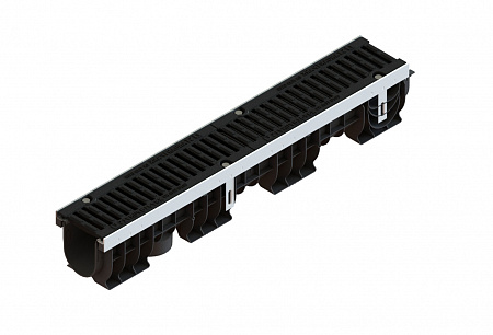 Лоток  PolyMax Drive DN100 H216 с чугунной решеткой кл. D (комплект)